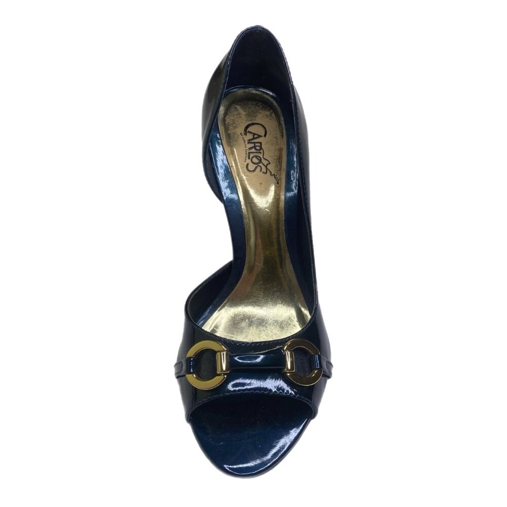 Carlos Roulette Navy Stiletto Heels with Peep Toe Size 6.5 M - Picture 6 of 13